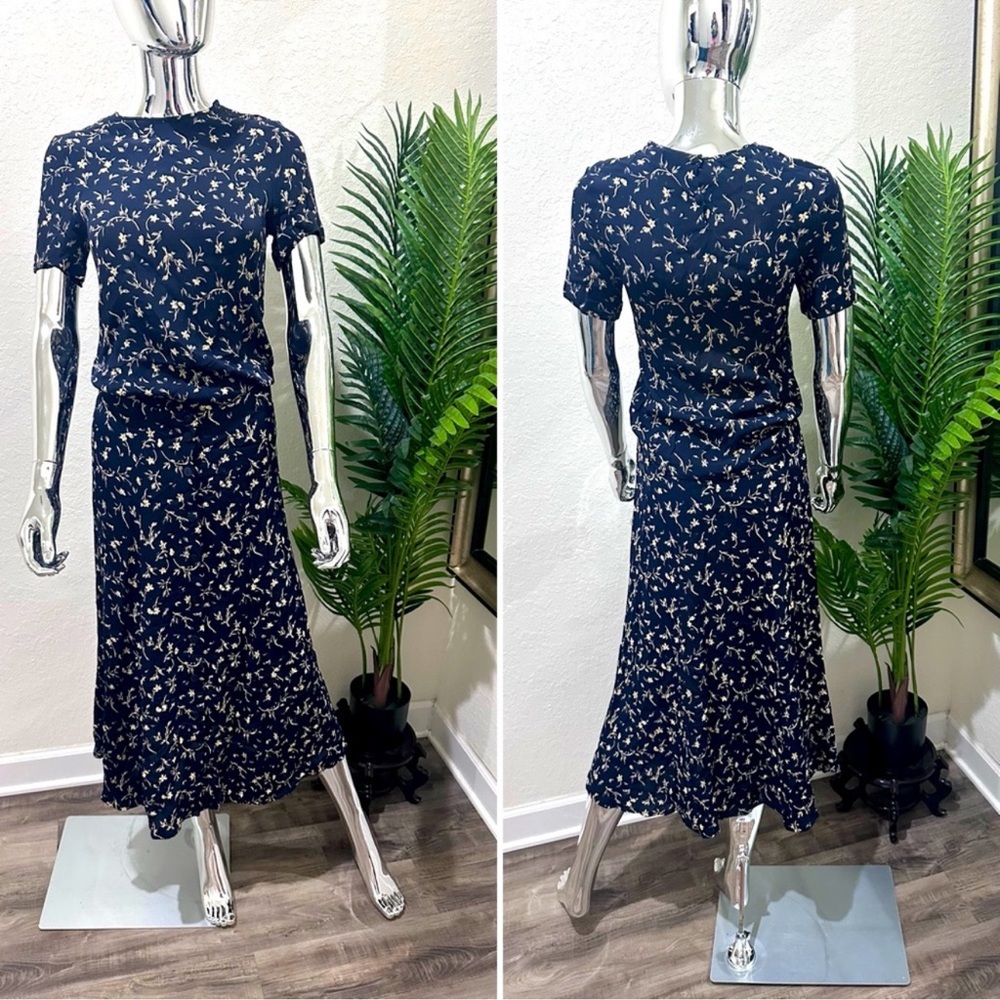 Vintage JH Collectibles dark navy skirt set